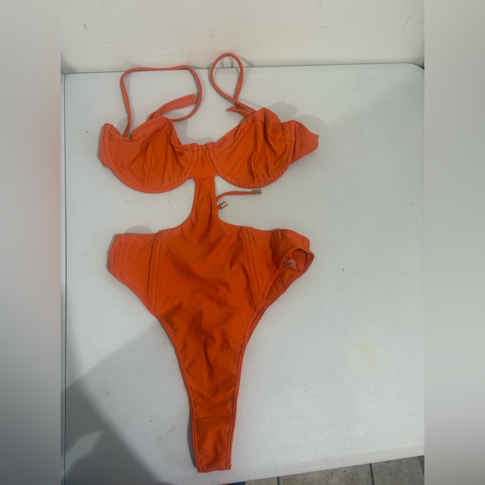 Strappy Orange Women’s Cutout Bikini Swimsuit